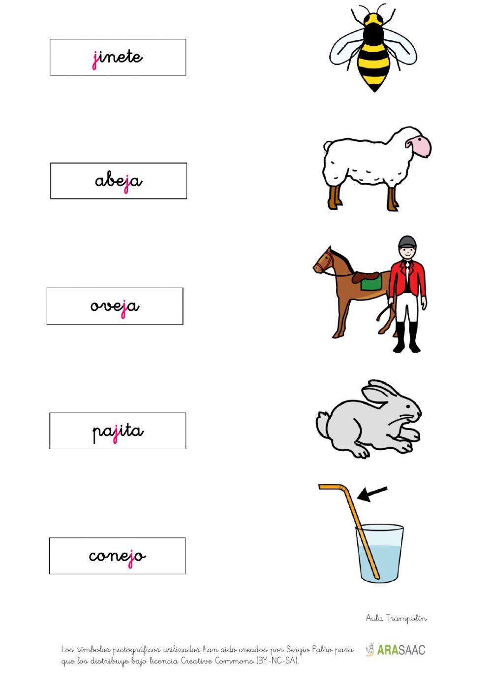 Palabras con j | Live Worksheets
