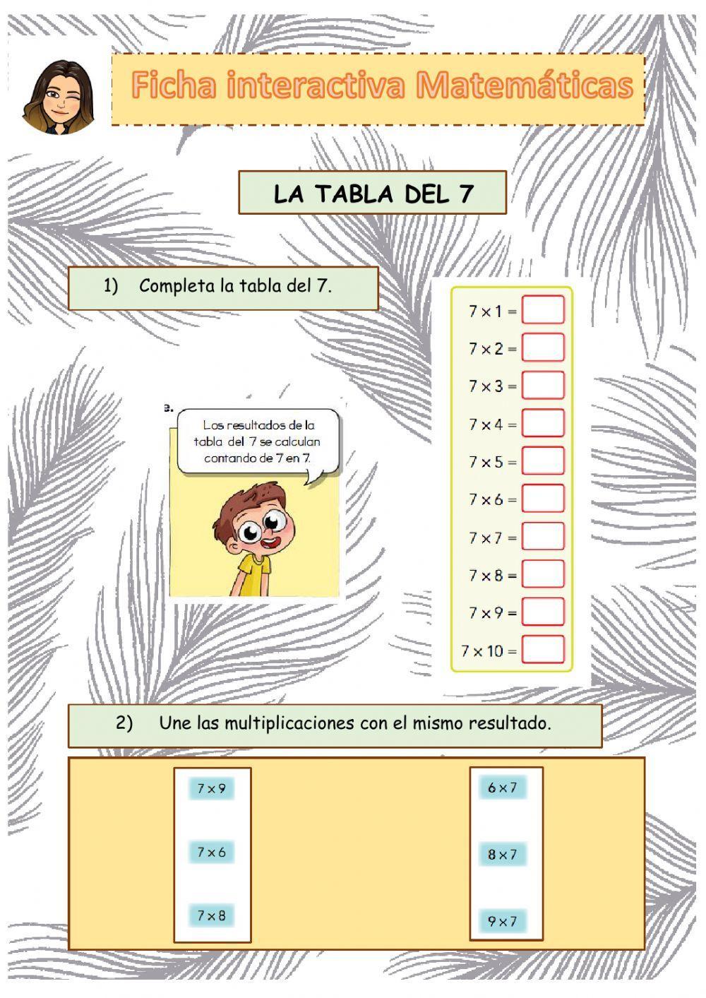 Tabla del 7 Tabla del 7
