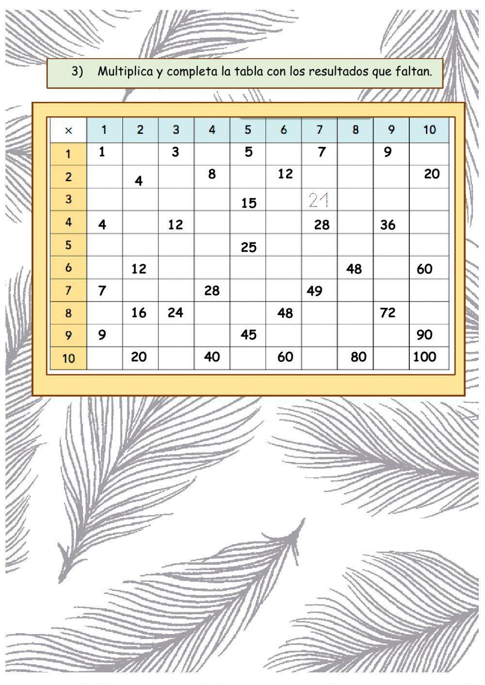 Tabla del 7 Tabla del 7
