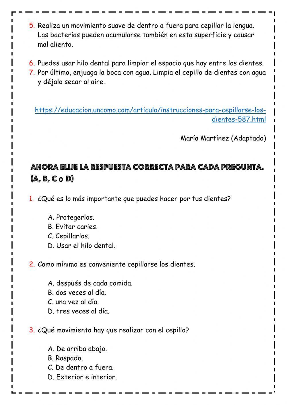 Comprensión lectora 4º