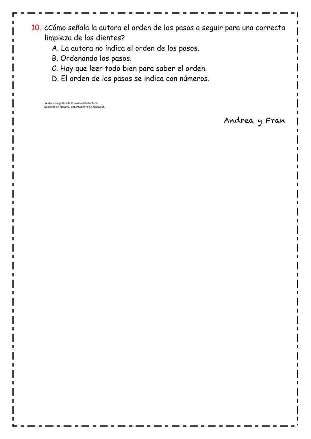 Comprensión lectora 4º