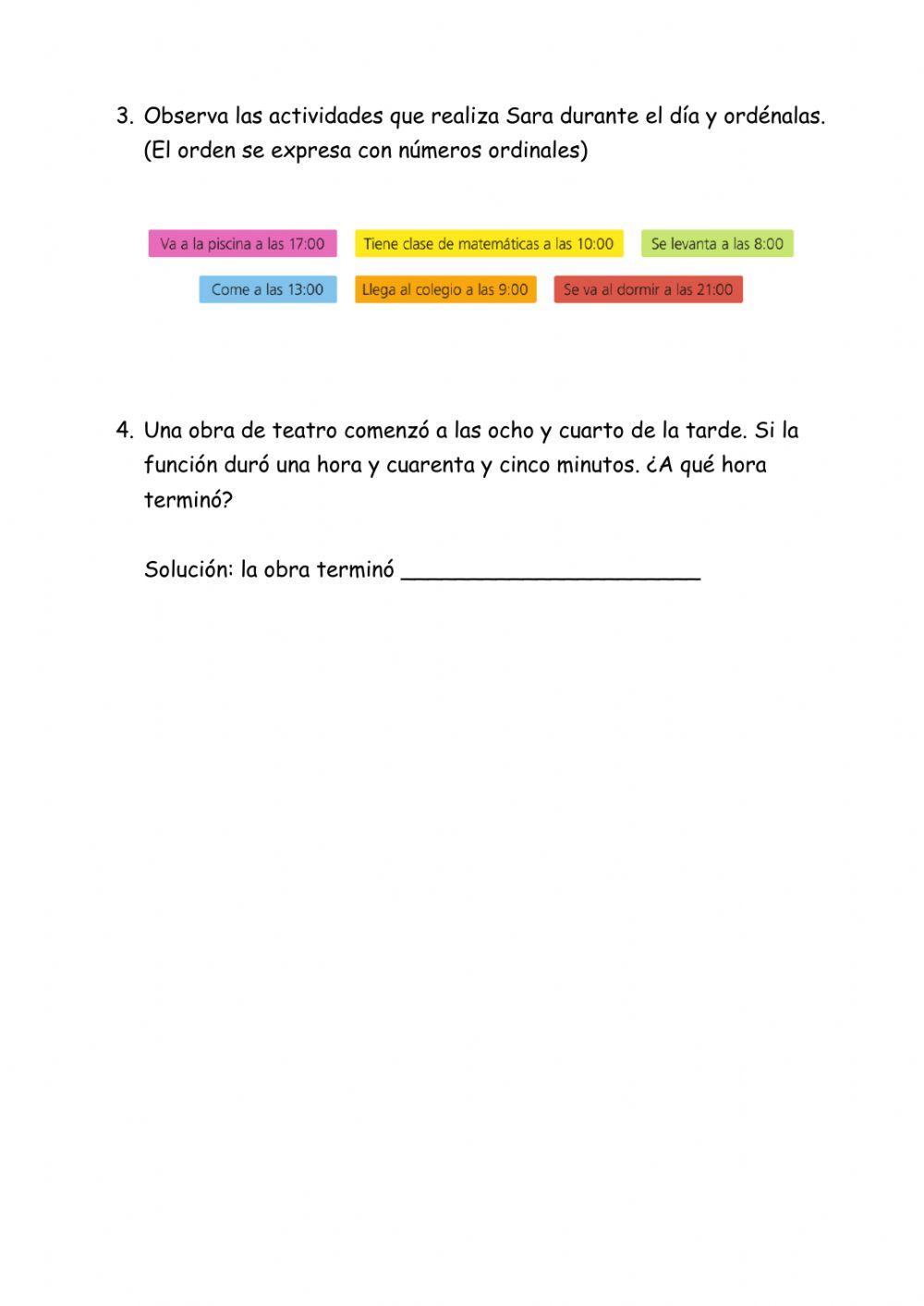 Las horas, minutos y segundos