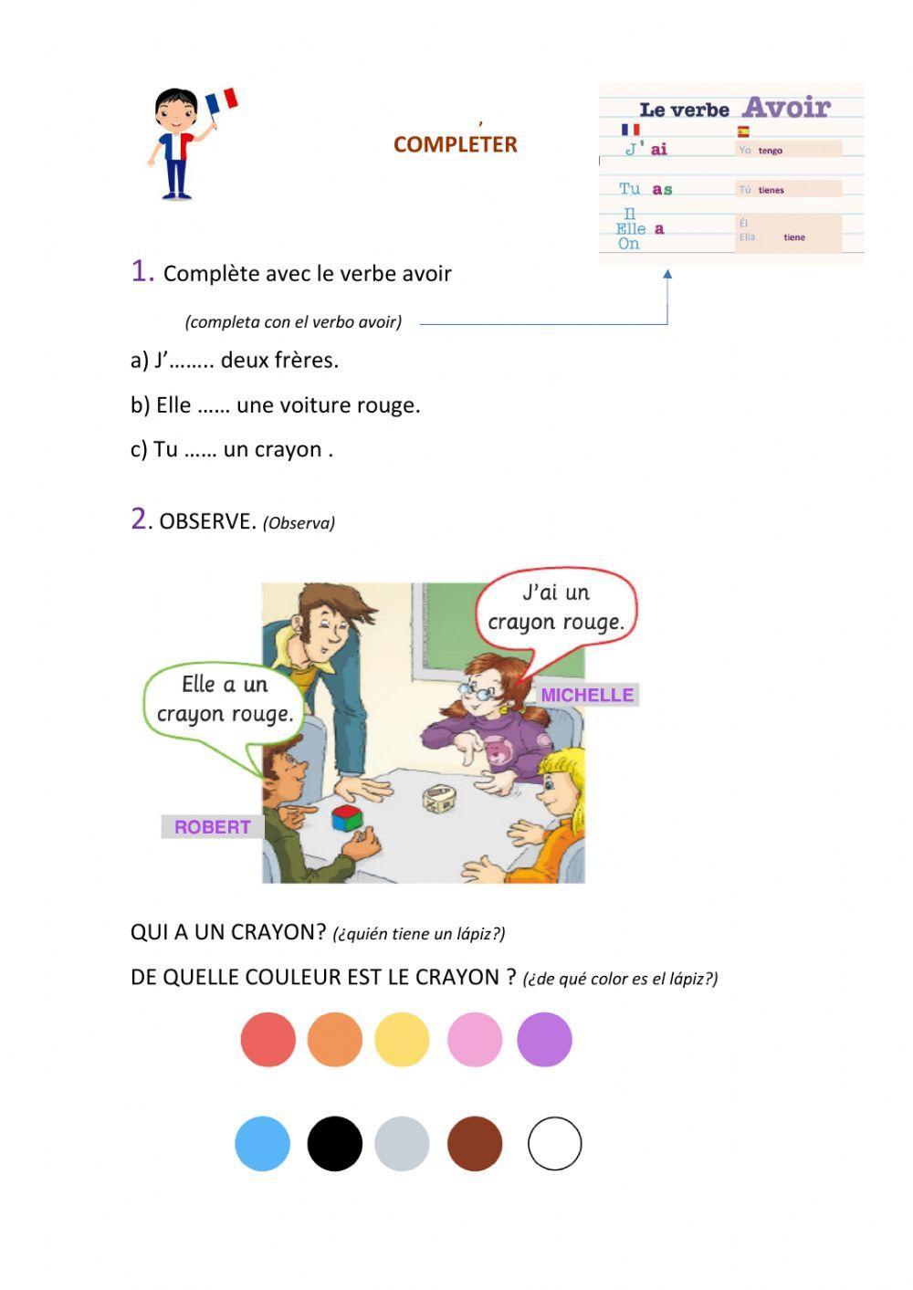 Verbe avoir - Mois de l'année