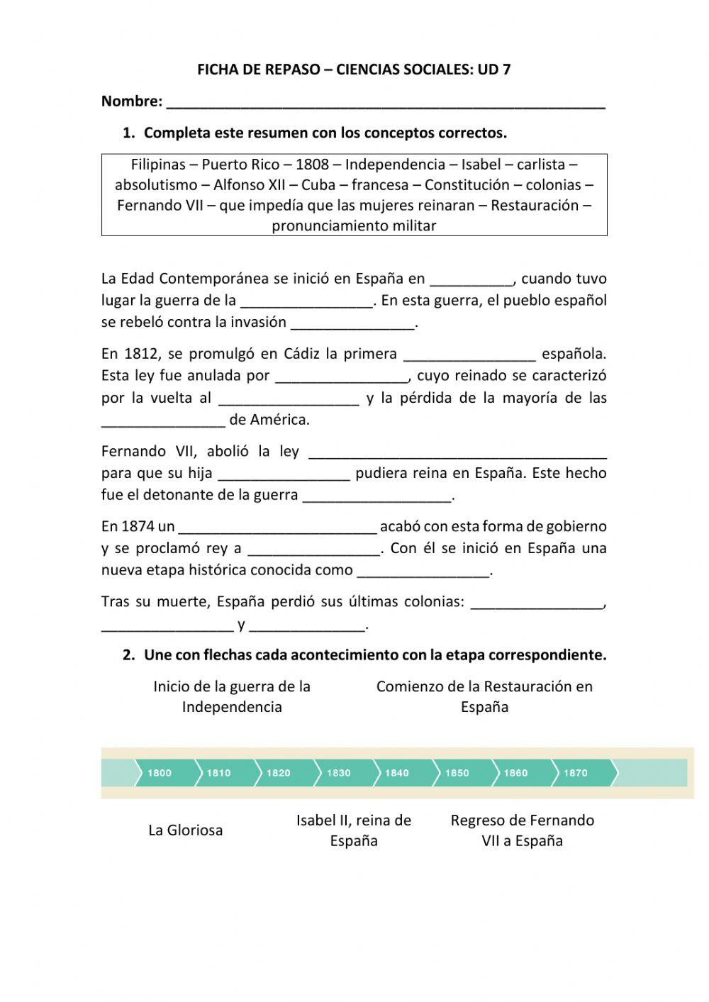Ficha de repaso: Ciencias Sociales