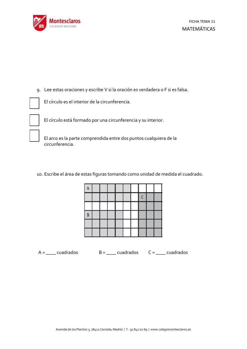 FICHA MATE TEMA 11- 3º PRIMARIA