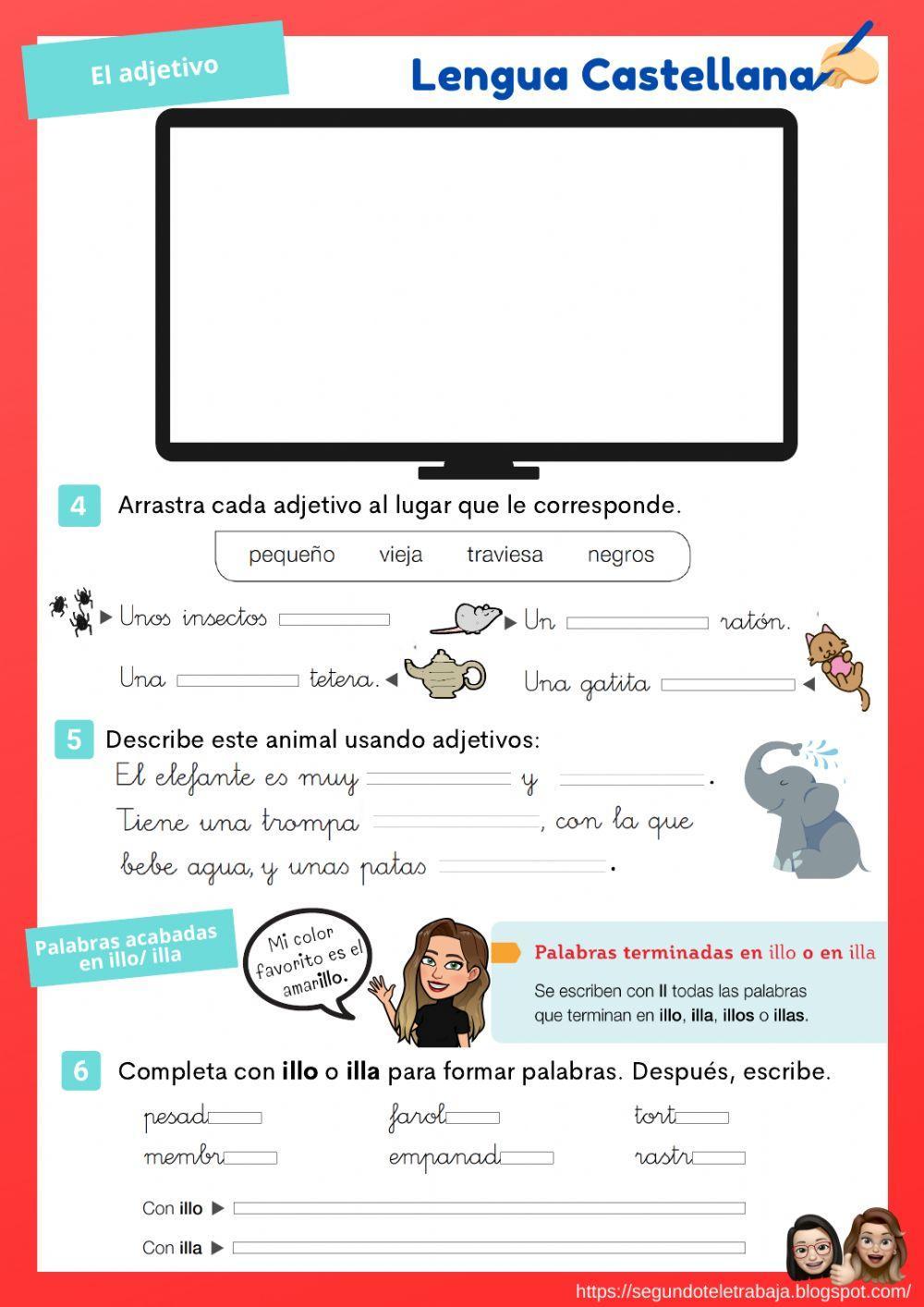 Género y número, el artículo, el adjetivo, palabras terminadas en -illo--illa. Género y número, el artículo, el adjetivo, palabras terminadas en -illo--illa.