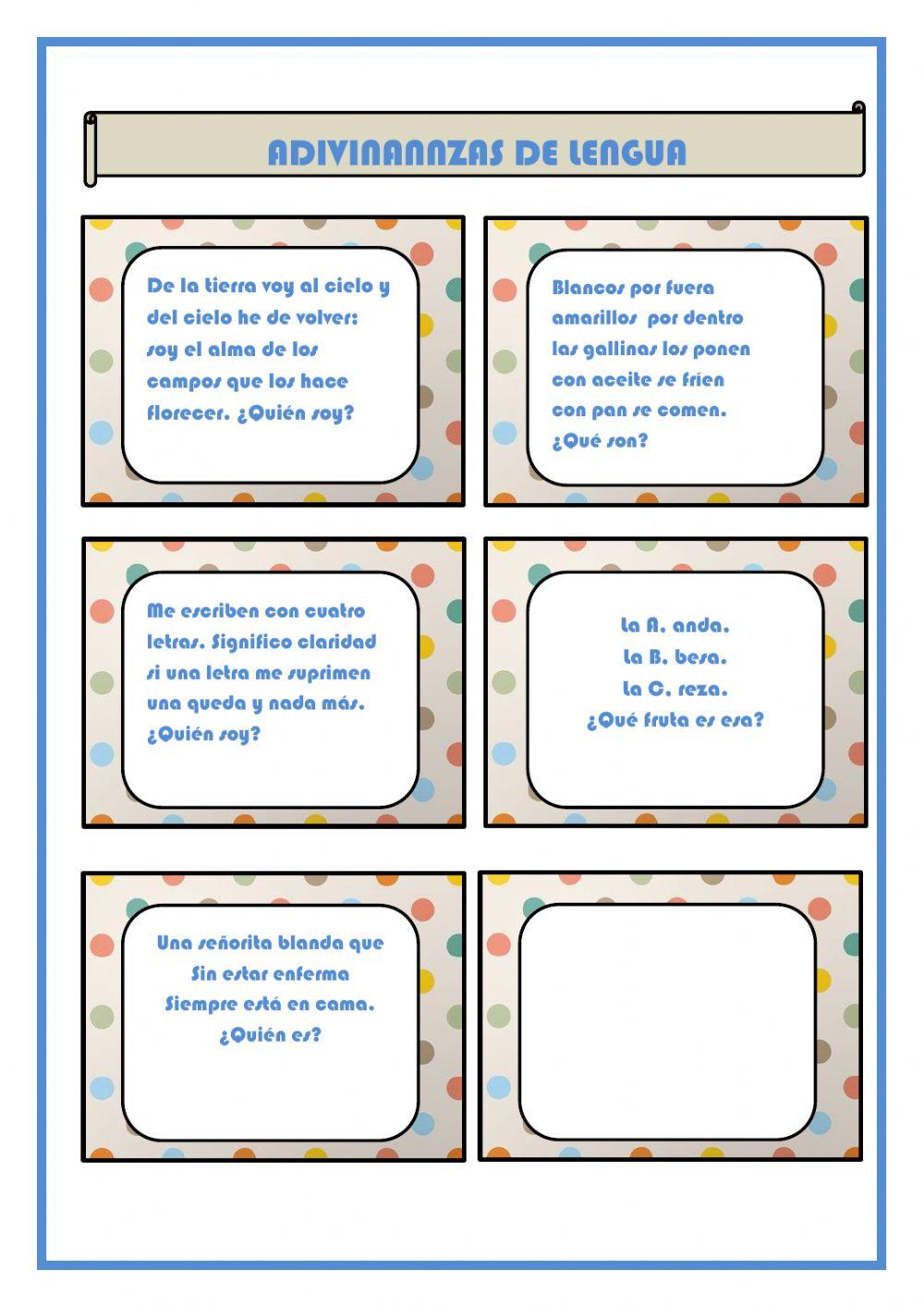 TAREA COMPETENCIAL TERCERO. ADIVINANZAS