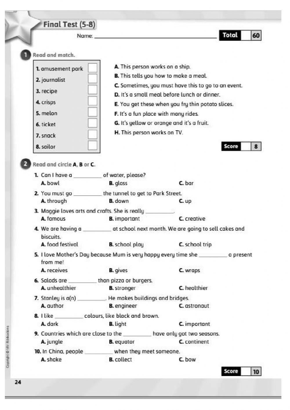 Young Stars 5 Final Test (5-8units