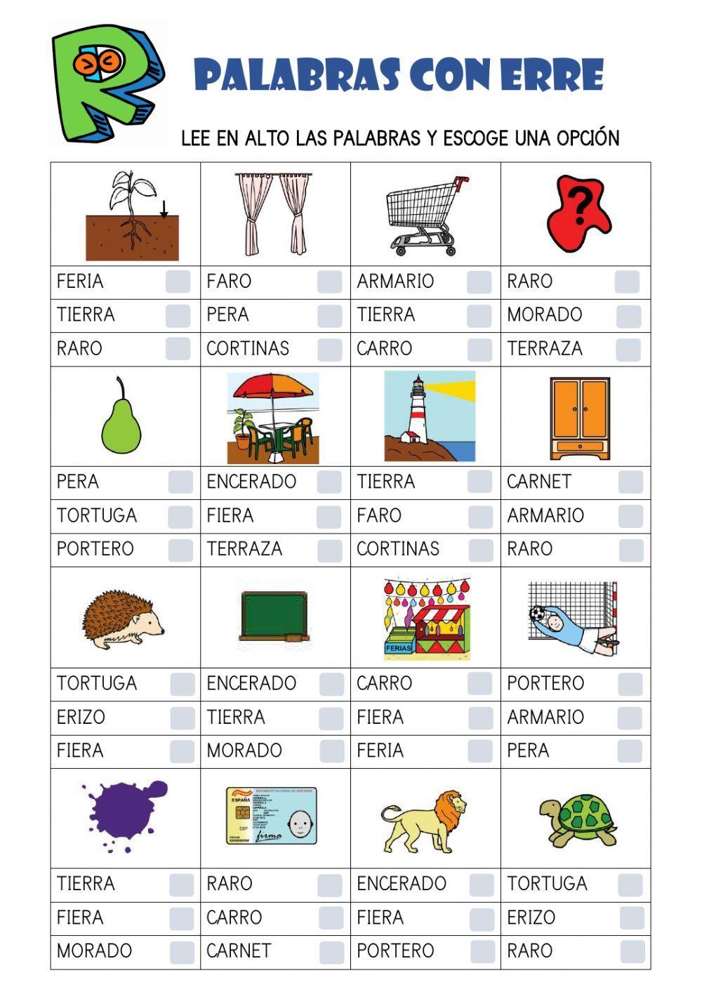 Identificación de palabras con erre