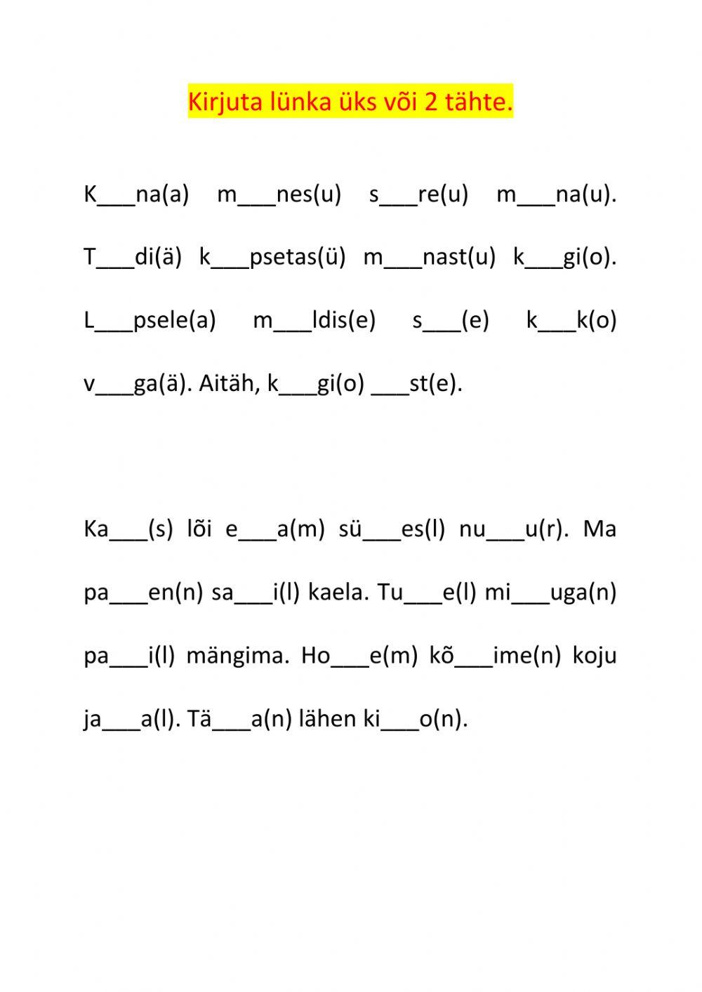 Täishääliku ja suluta kaashääliku pikkus