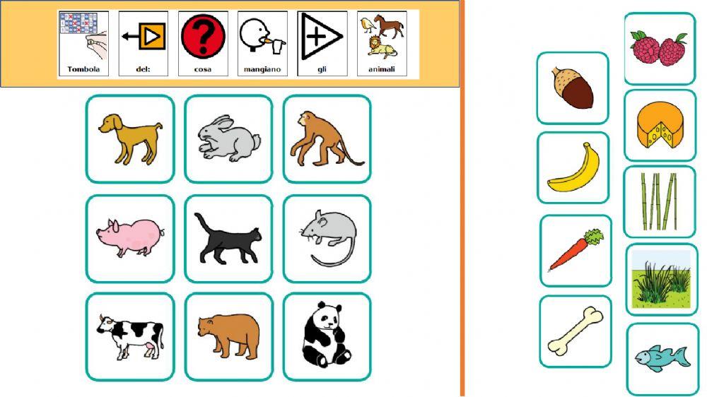Tombola del cosa mangiano gli animali