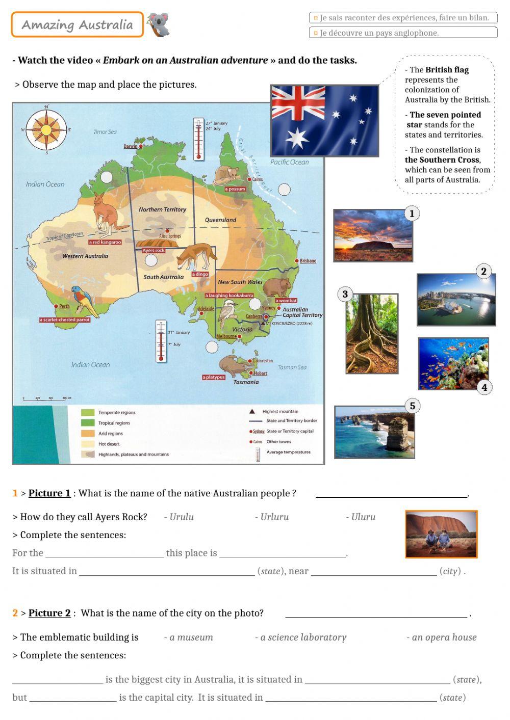 Embark on an Australian adventure online exercise for  Live Worksheets
