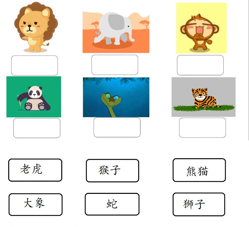 Animal- Lion,elephant,snake,tiger,panda & monkey