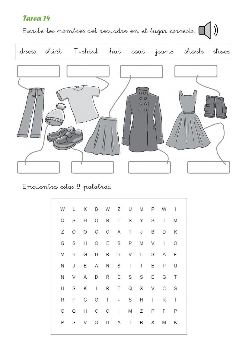 Clothes wordsearch