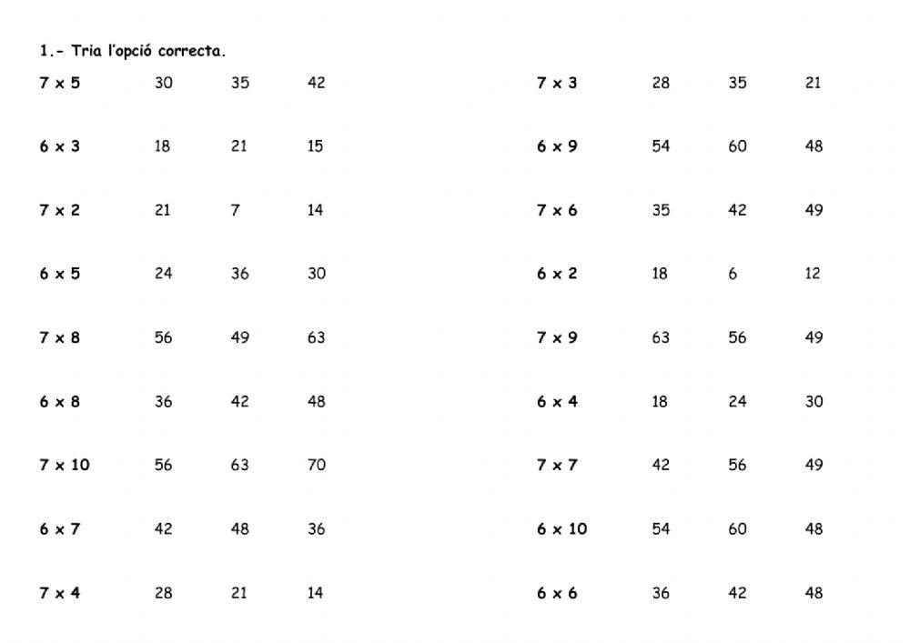 Tables de multiplicar