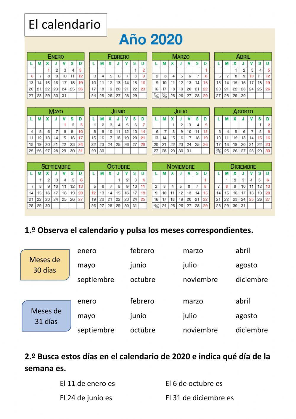 El calendario El calendario
