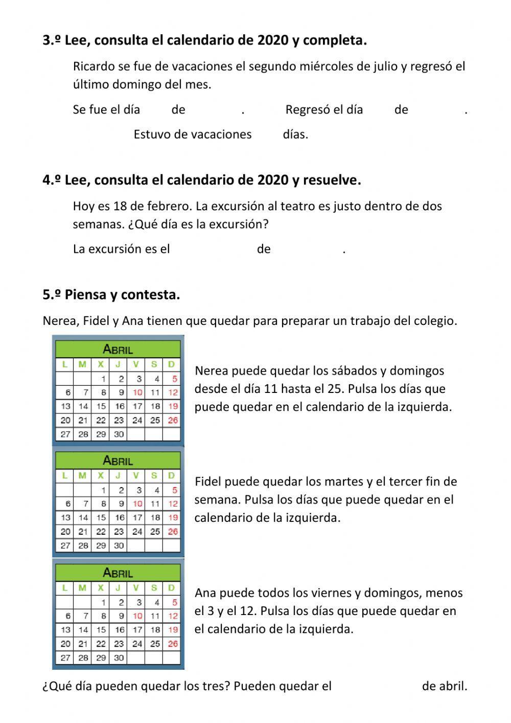 El calendario