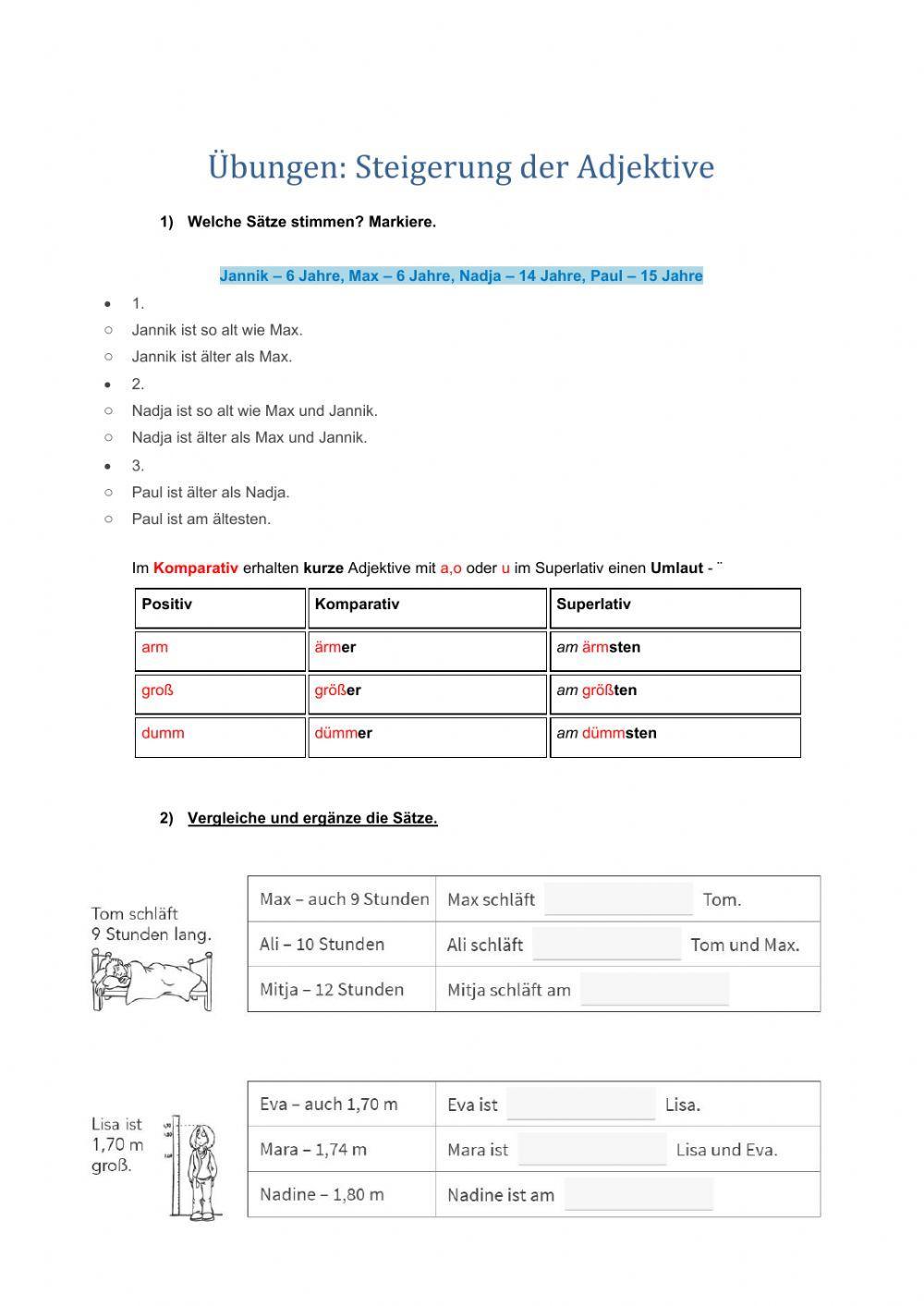 Übungen: Steigerung der Adjektive