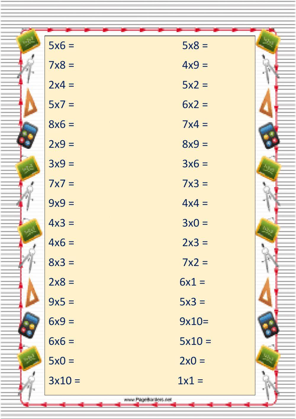 Multiplication -προπαίδεια -таблица множења
