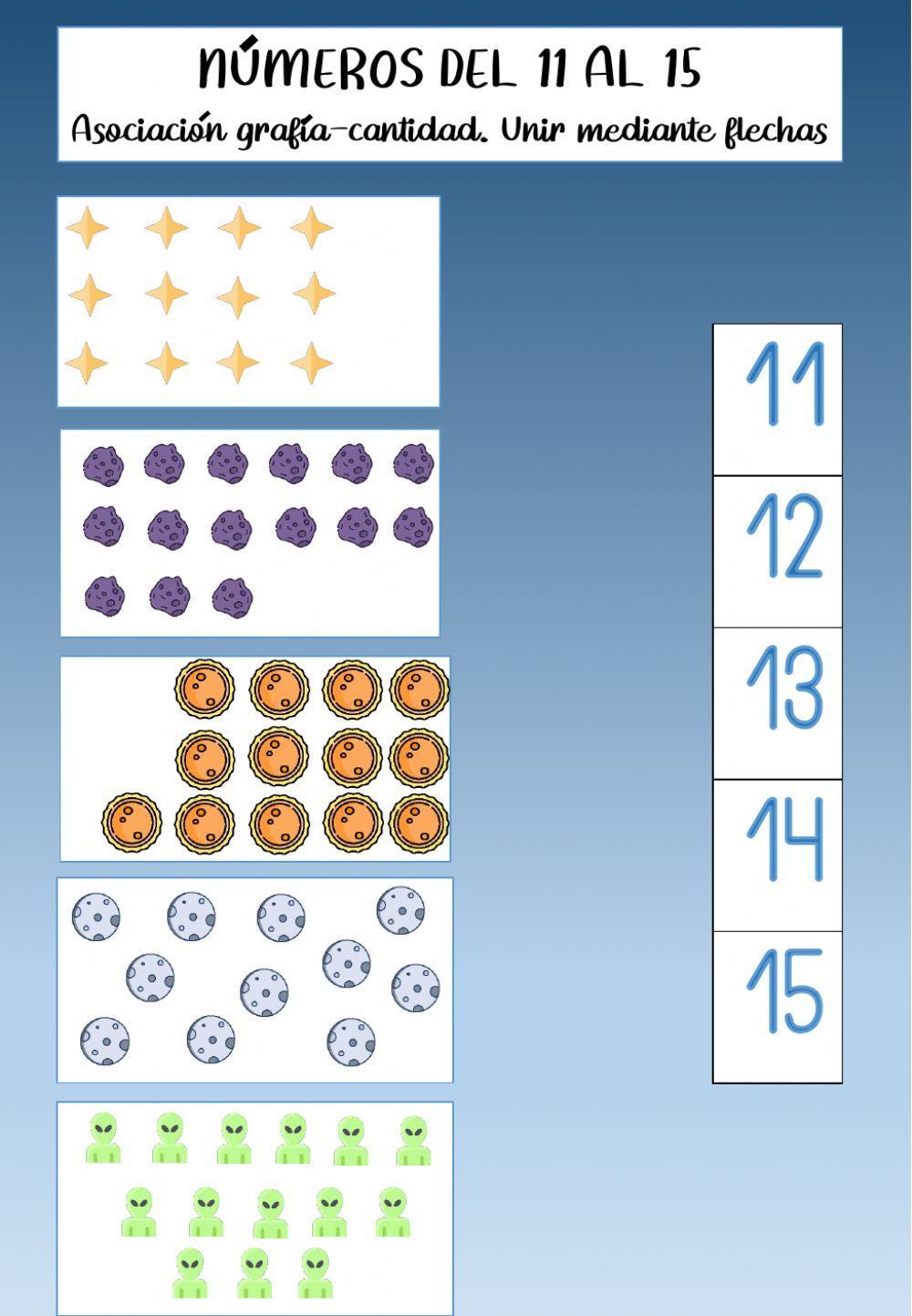 Los números del 11 al 15
