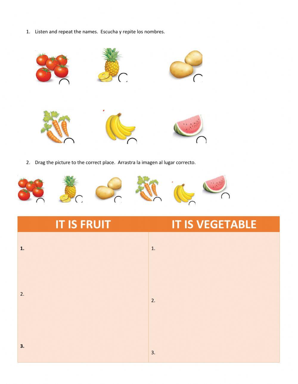 Fruits and vegetables