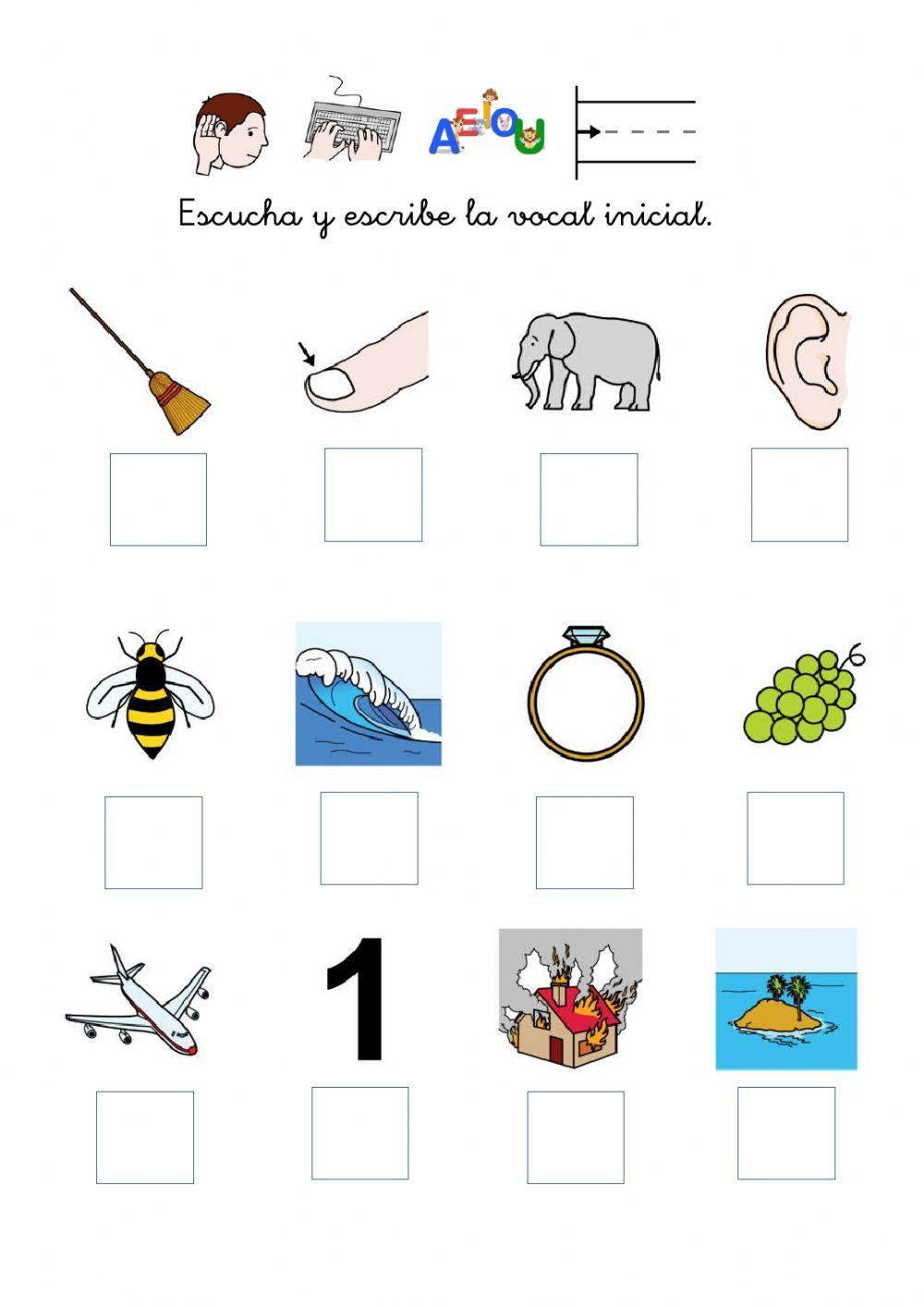 Escribe la vocal inicial