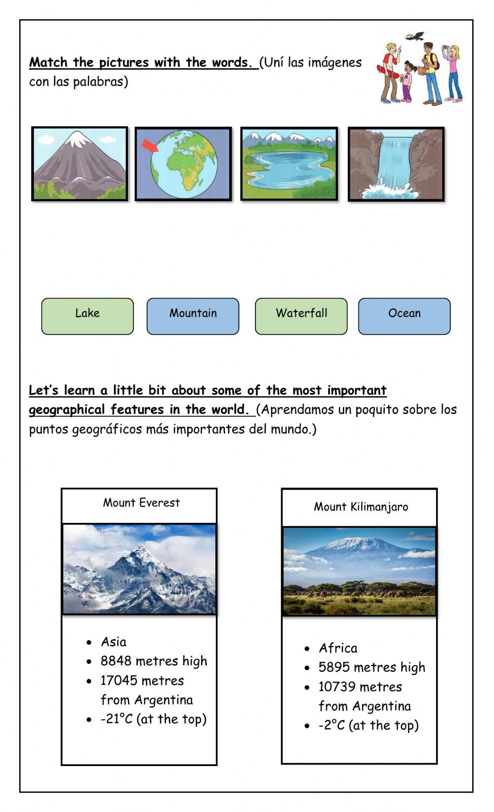 Geographical Features - EXTRA 4th Form
