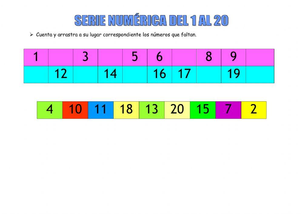 Serie numérica del 1 al 20