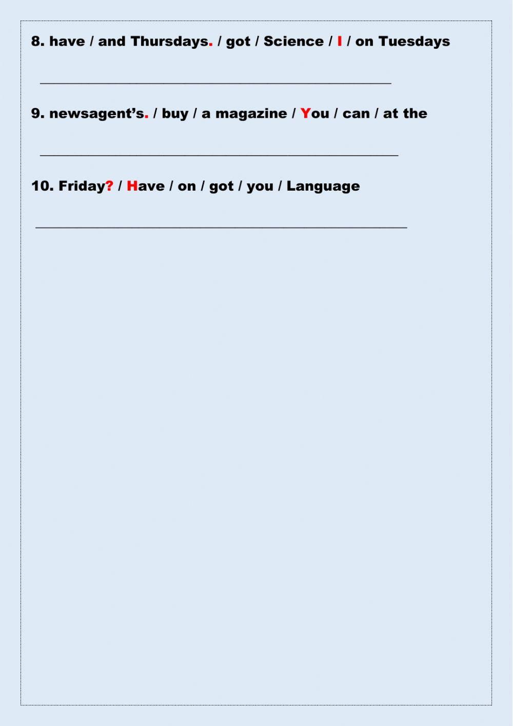 Write the sentences in order