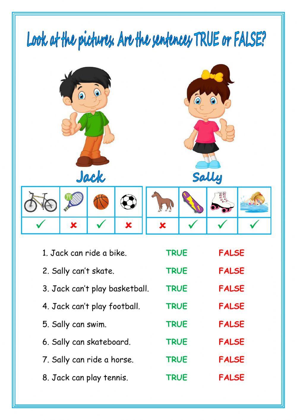 Can - Can't - True or False? Can - Can't - True or False?