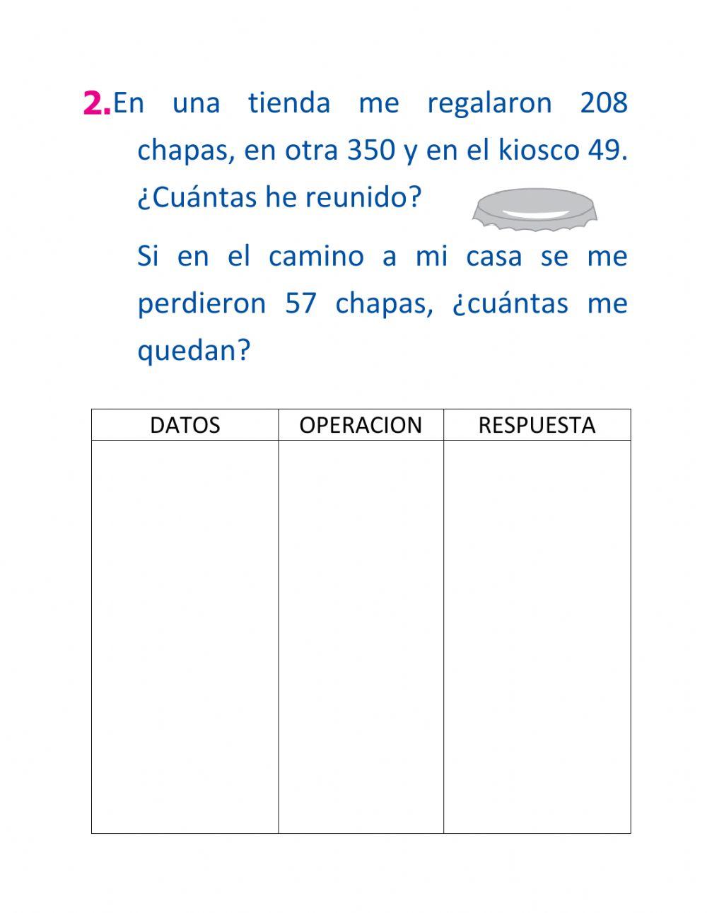 Problemas de adicion y sustraccion