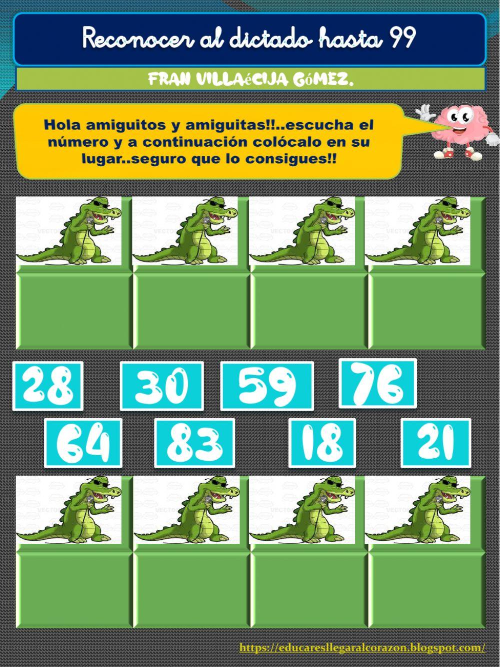 Escucha al dictado números hasta 99