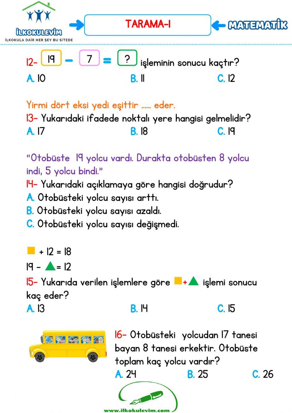 Matematik değerlendirme 2