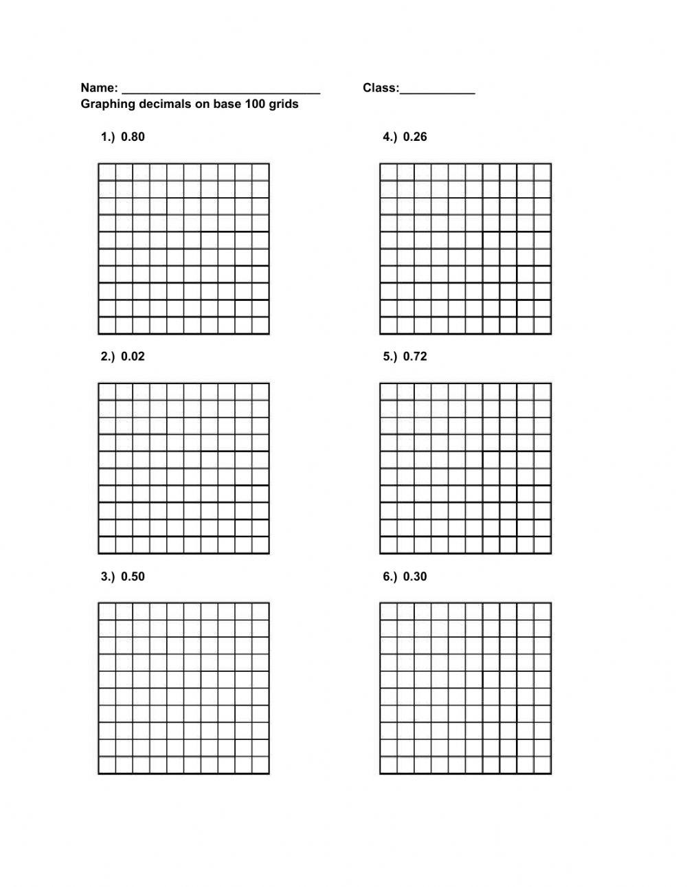 Graphing Decimals on 100 Grid online exercise for | Live Worksheets