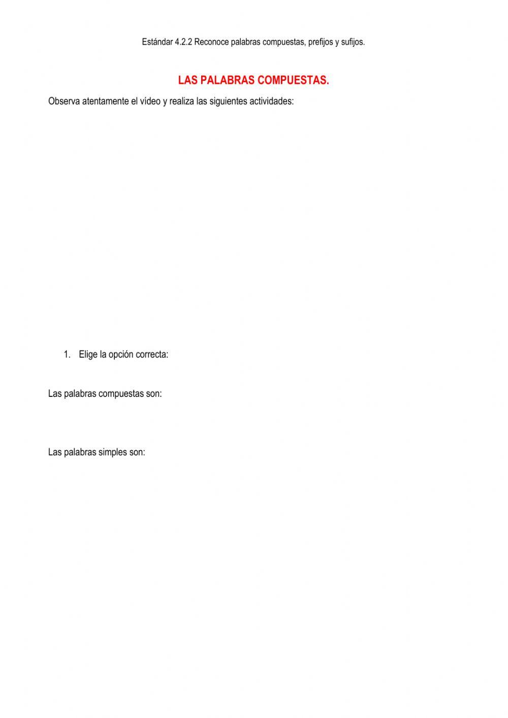 Palabras compuestas, prefijos y sufijos