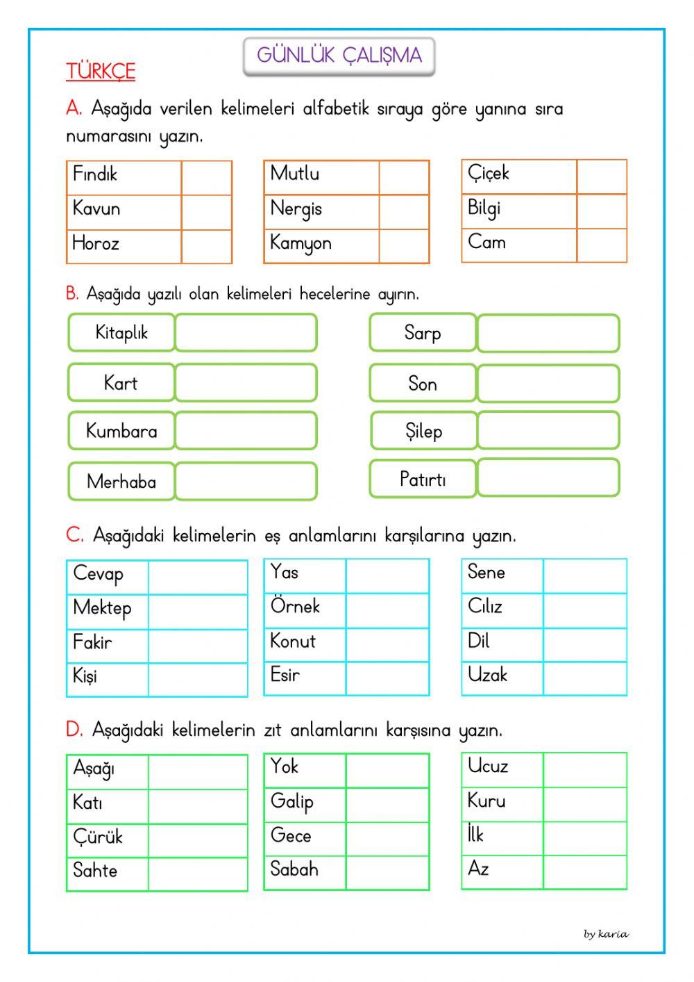 Günlük çalışma 25