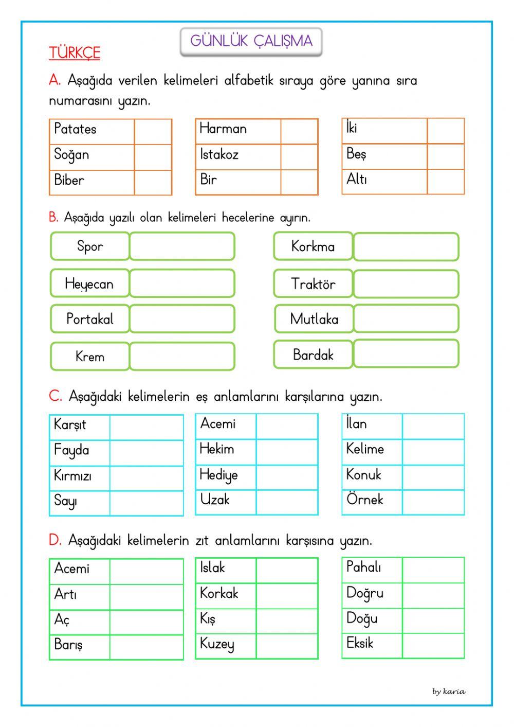 Günlük çalışma 26