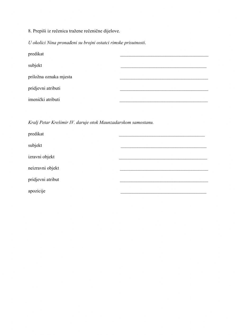 Utvrdi znanje o službi riječi u rečenici