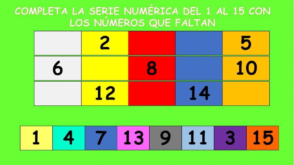 Serie numérica del 1 al 15