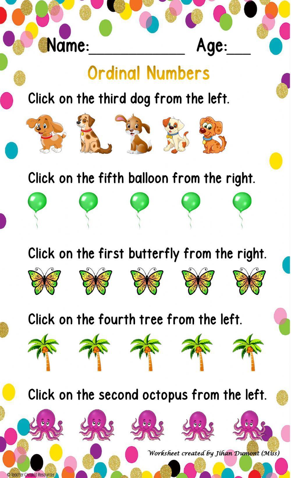 Ordinal Numbers (1st - 5th)