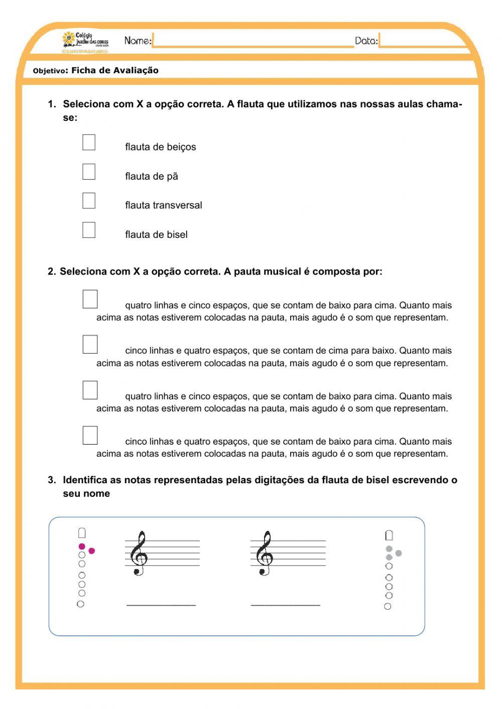 Ficha de Avaliação 3º Período - 3º Ano