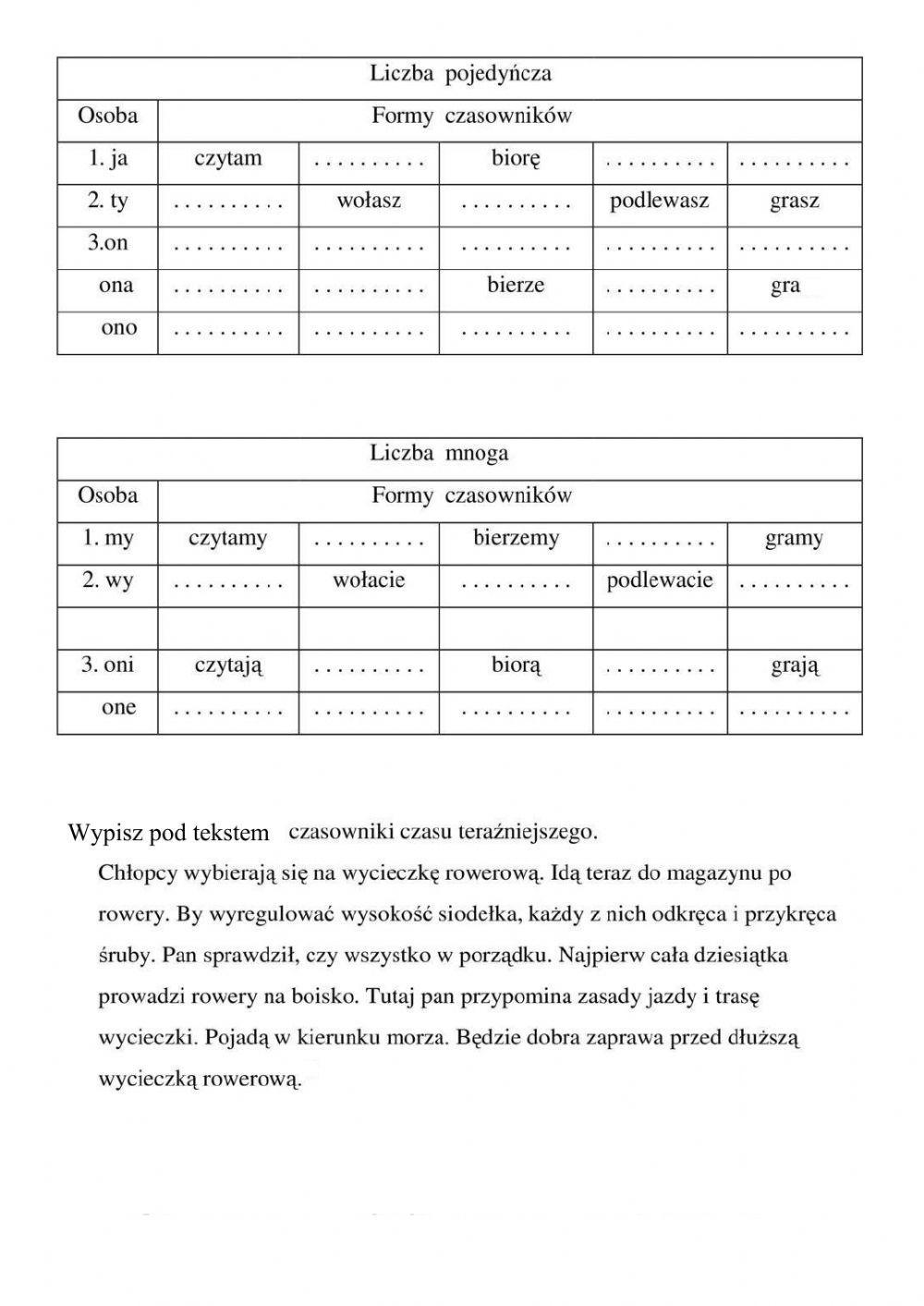 Czasowniki w czasie teraźniejszym