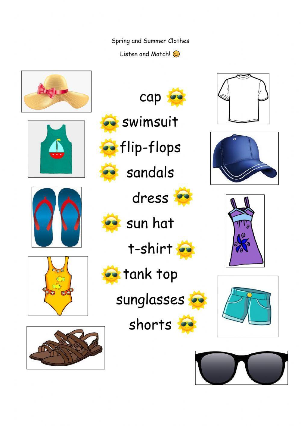 Spring and Summer Clothes Vocabulary worksheet