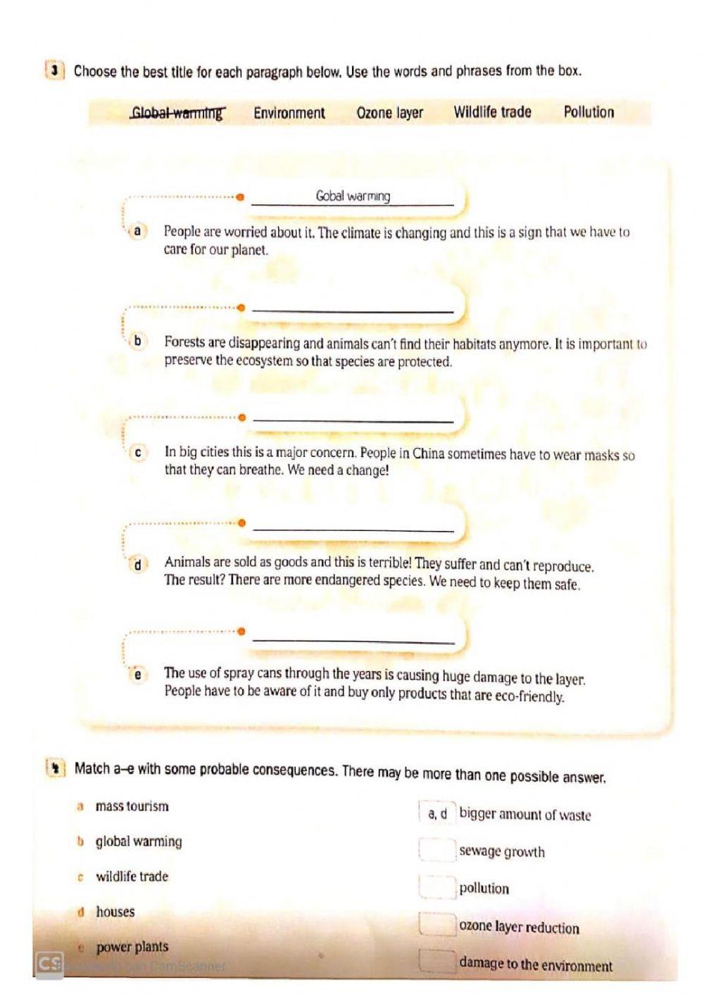 Vocabulario relacionado a polución