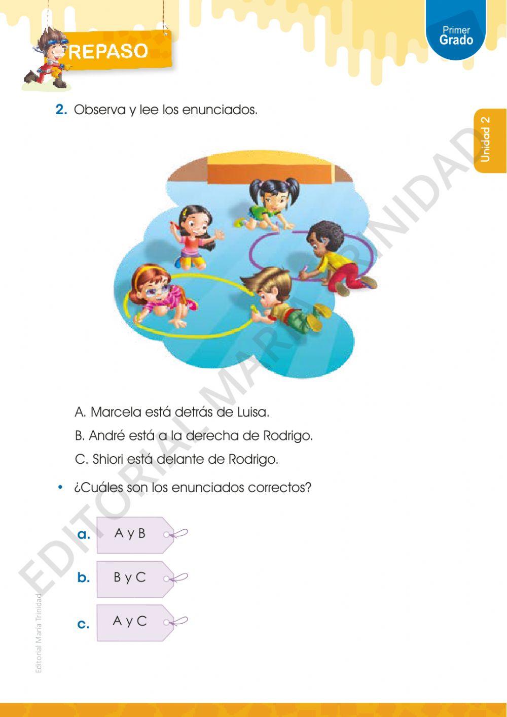 EMT Matemática 1er Grado Unidad 2 Repaso