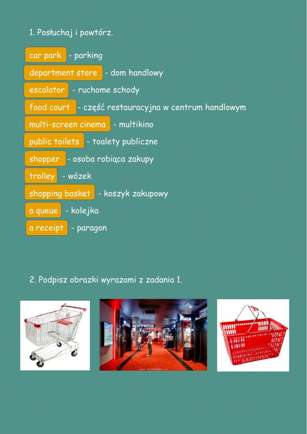 Shopping vocabulary