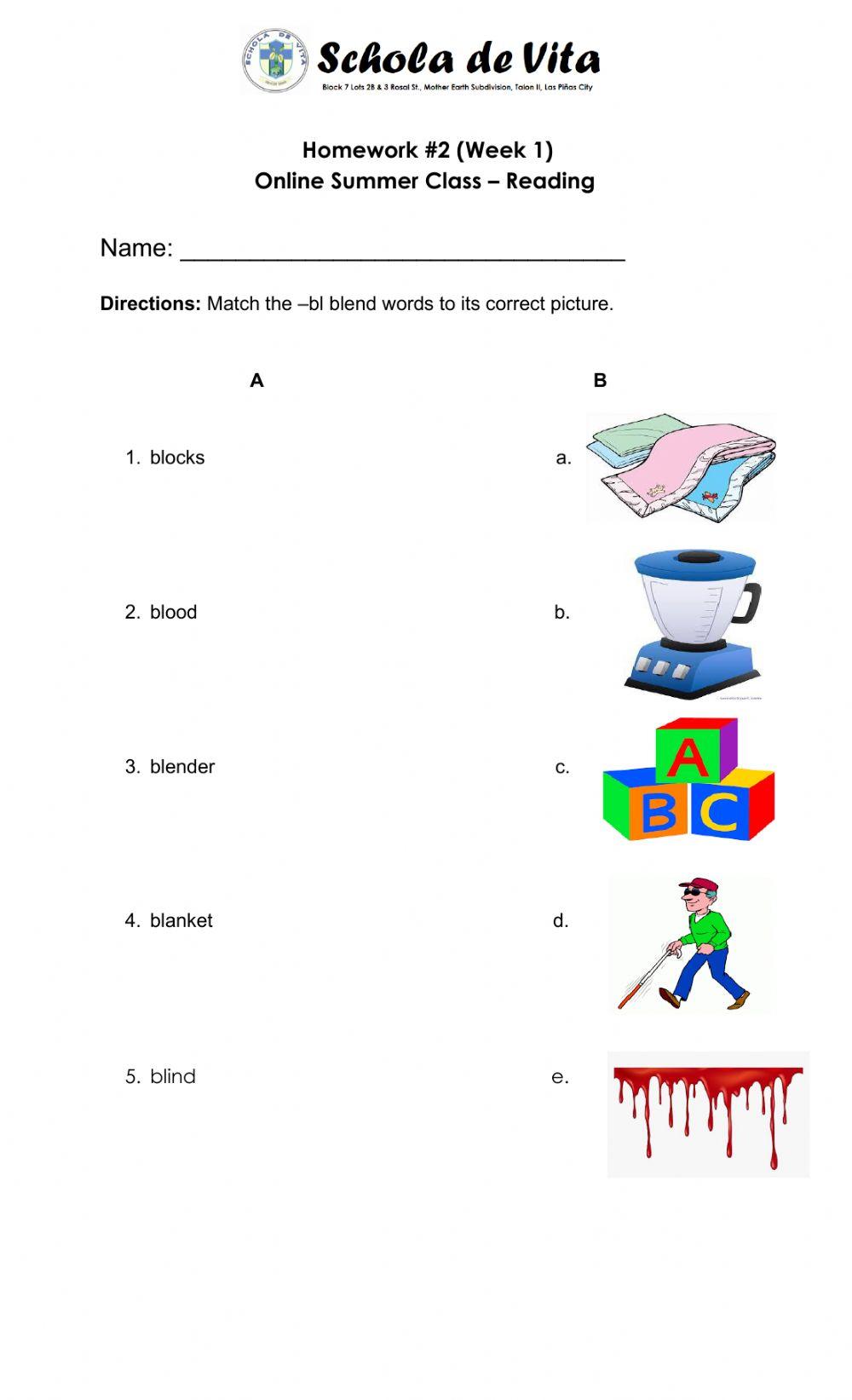 Blend words worksheet | Live Worksheets