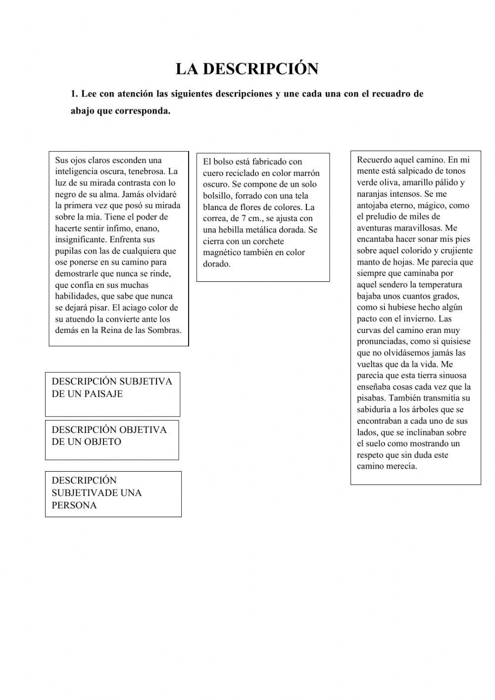 La descripción La descripción