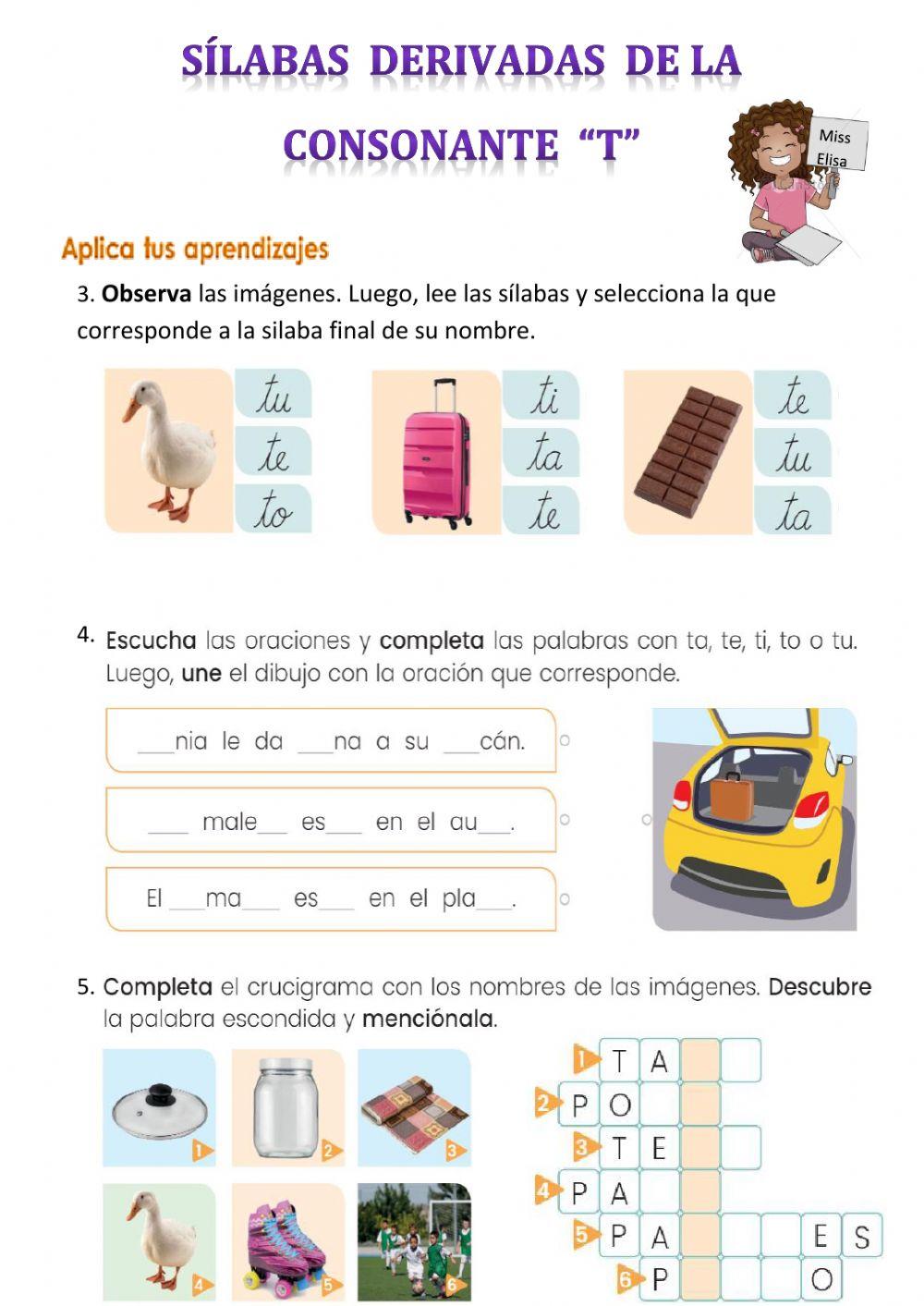 Consonante  -T- y sus sílabas derivadas