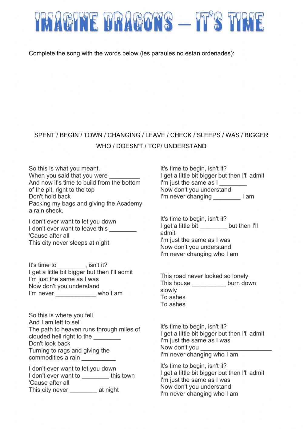 Imagine dragons - it's time -song